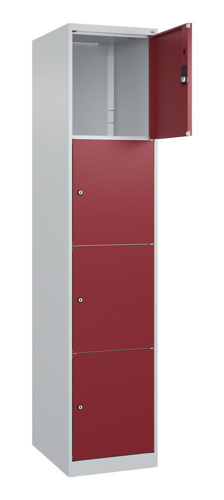 Schließfachschrank CLASSIC PLUS, bodenstehend | Rubinrot RAL 3003 | Bodenstehend | Lichtgrau RAL 7035 | 400 | 1 | 4