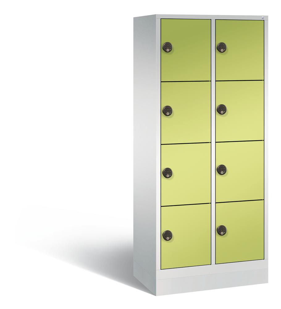 Schließfachschrank mit Ladefunktion, 8 Fächer | Clowngrün RAL 1108060 | Elektronikschloss | 8