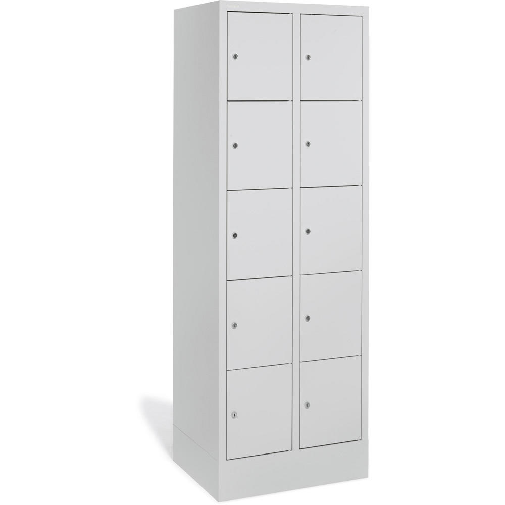 Schließfachschrank CLASSIC mit glatten Türen | Lichtgrau RAL 7035 | 300 | 2 | 10