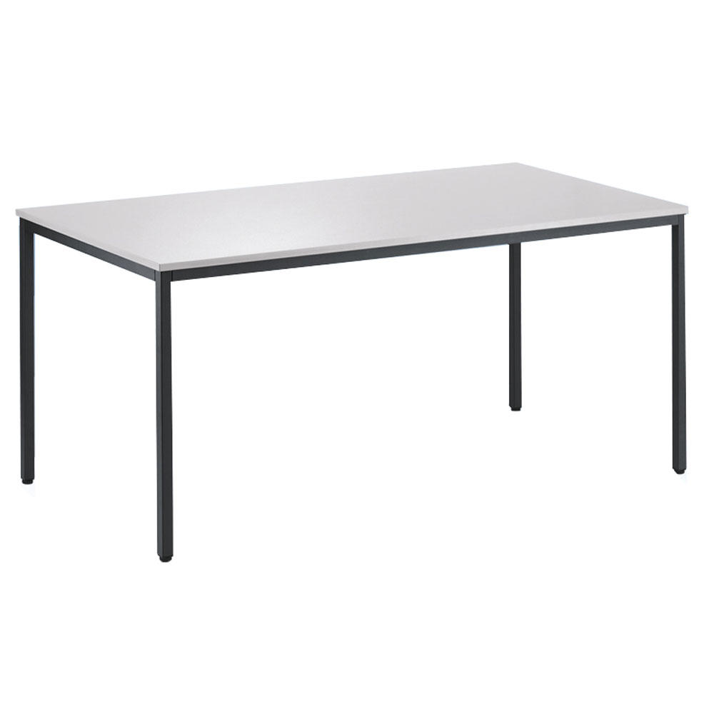 Konferenztisch BASE-MODUL | Lichtgrau | 1600 | 800 | Schwarzgrau RAL 7021 | Rechteck