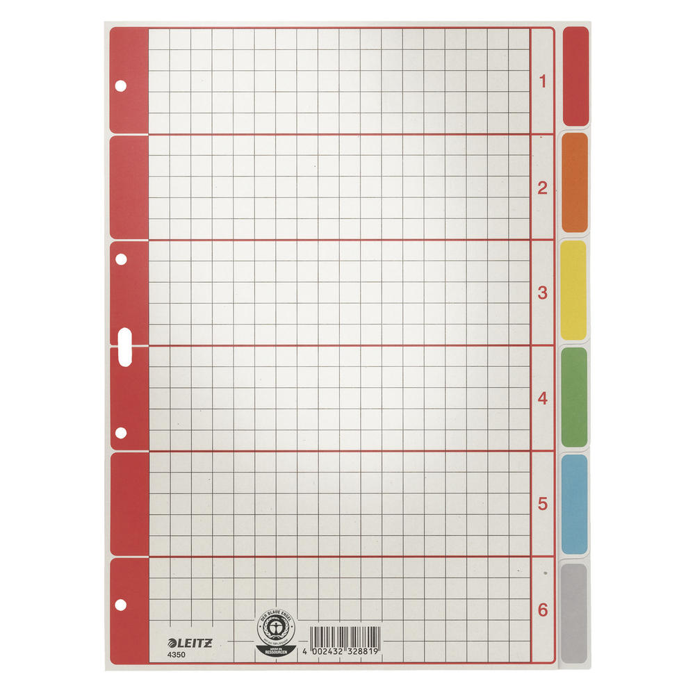 Leitz Register 43500085 blanko DIN A4 6farbig