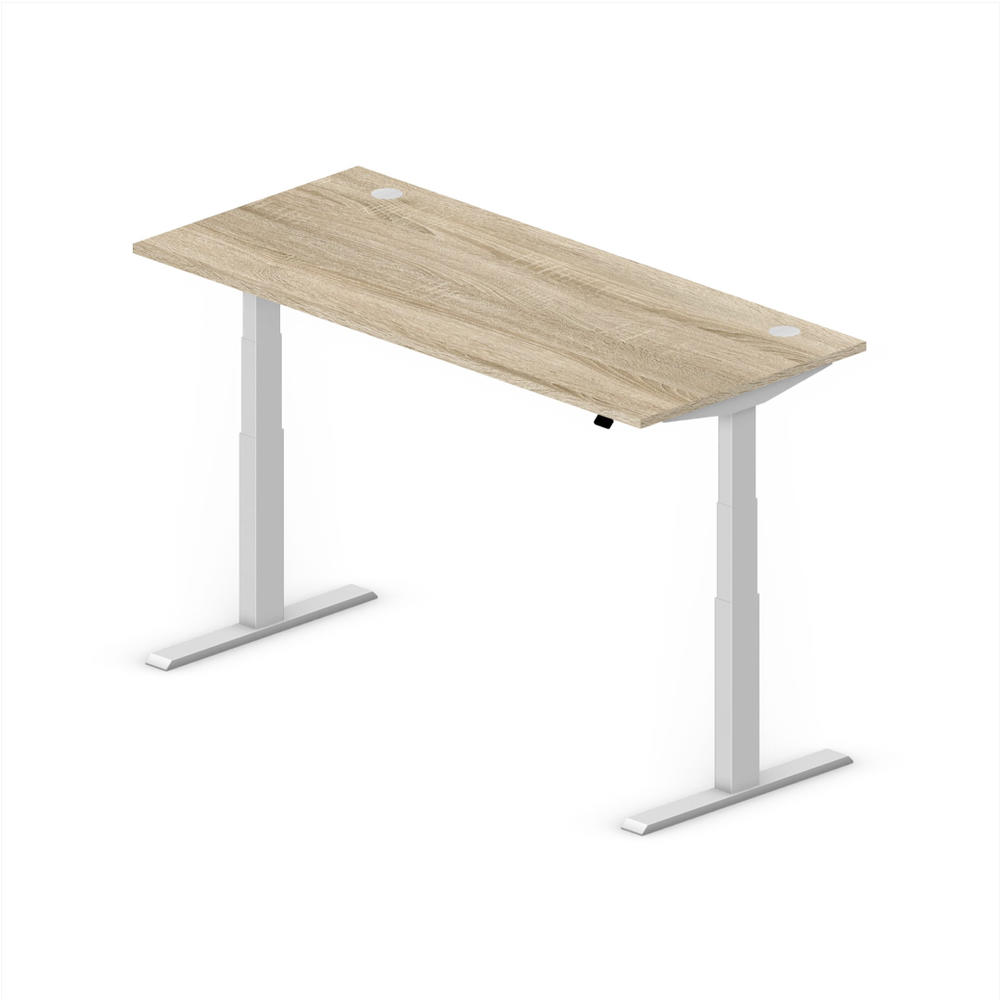 Höhenverstellbarer Schreibtisch Comfort EVO | Wildeiche | 1800 | Alusilber | 640-1300
