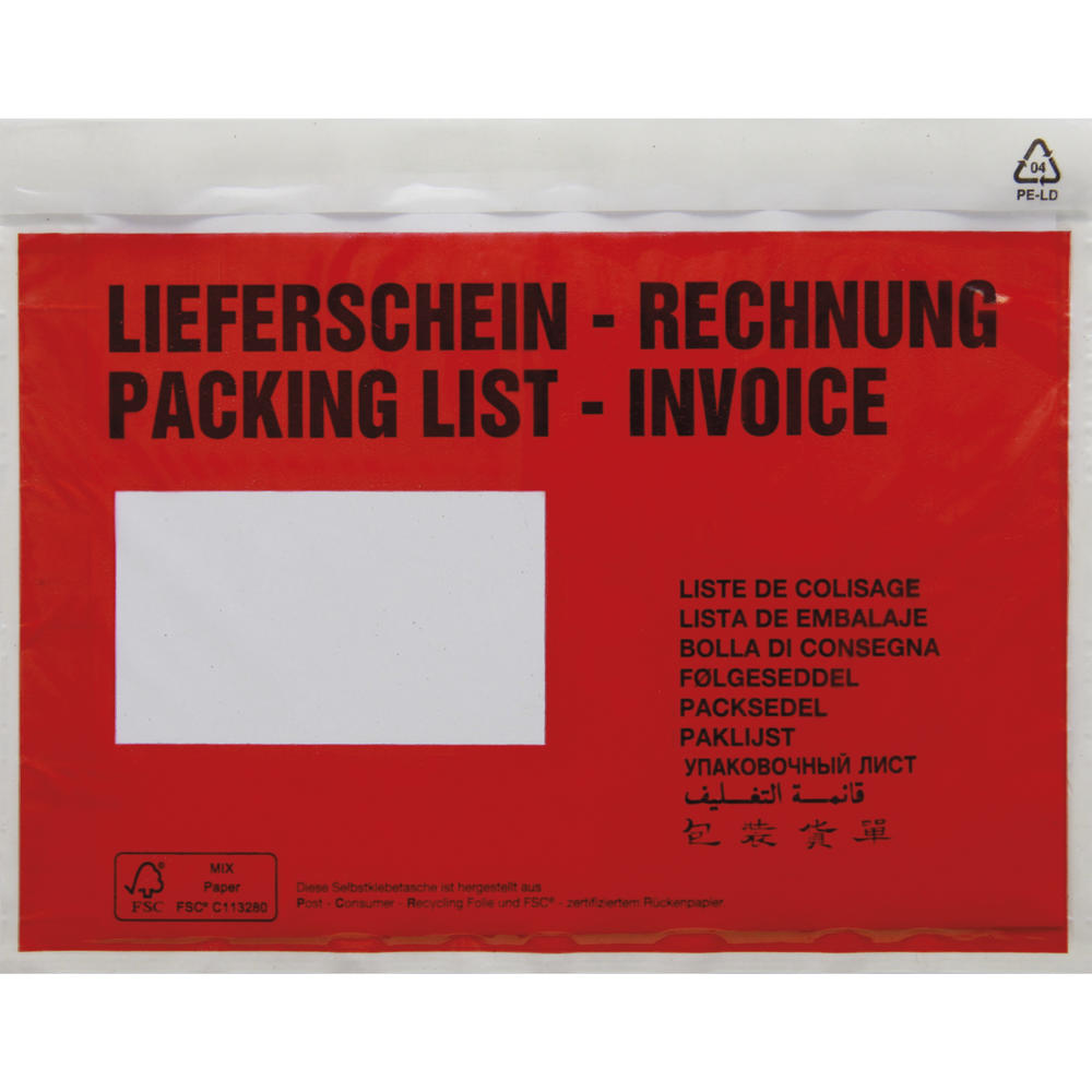 Dokumententasche Lieferschein Rechnung C6 mF sk rt