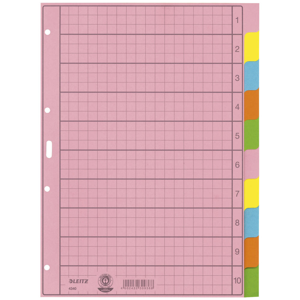 Leitz Register 43400000 blanko DIN A4 10teilig