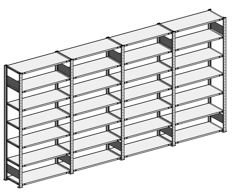 Steckregal ST 3000 - Komplettangebot | Viererregal, Breite 4078 mm | 150 | 400