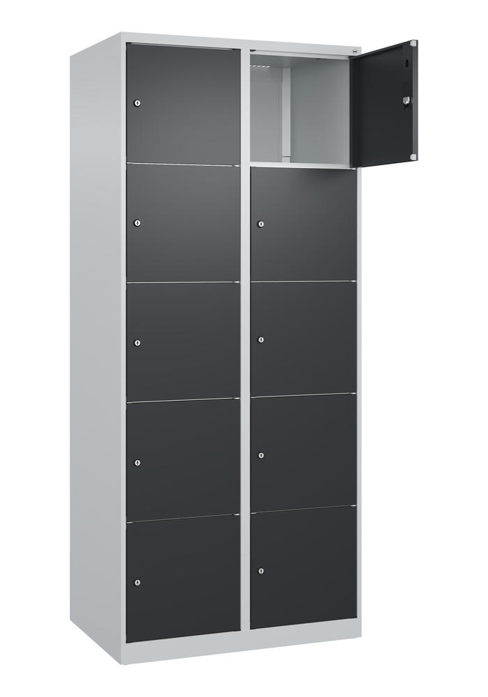 Schließfachschrank CLASSIC PLUS, bodenstehend | Schwarzgrau RAL 7021 | Bodenstehend | Lichtgrau RAL 7035 | 400 | 2 | 10
