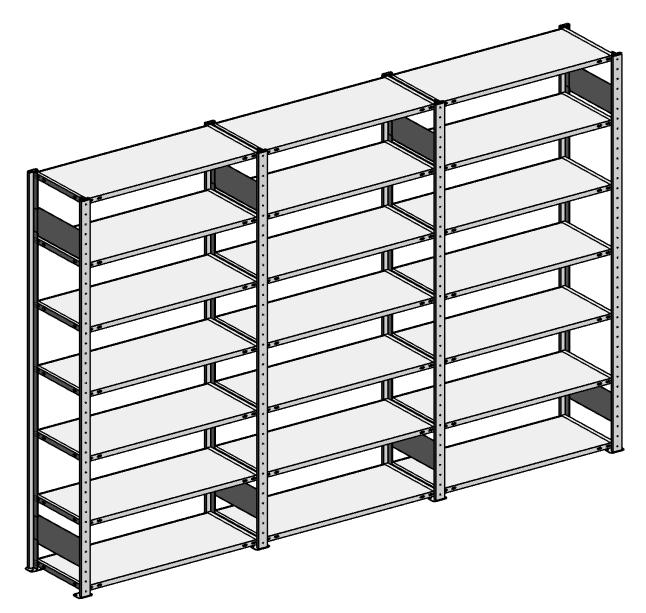 Steckregal ST 3000 - Komplettangebot | Dreierregal, Breite 3072 mm | 85 | 400