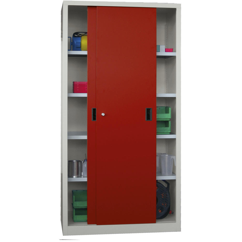 Schiebetüren-Stahlschrank SYSTEM FLEX | Rubinrot RAL 3003 | 1000 | 500 | mit Stahltüren