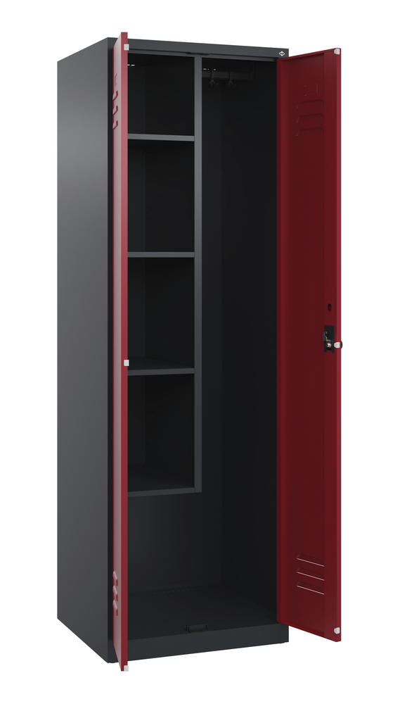 Putzmittelschrank, bodenstehend | Rubinrot RAL 3003 | Bodenstehend | Schwarzgrau RAL 7021 | 300