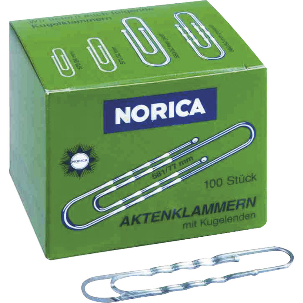 NORICA Büroklammer 2262 77mm gewellt silber 100