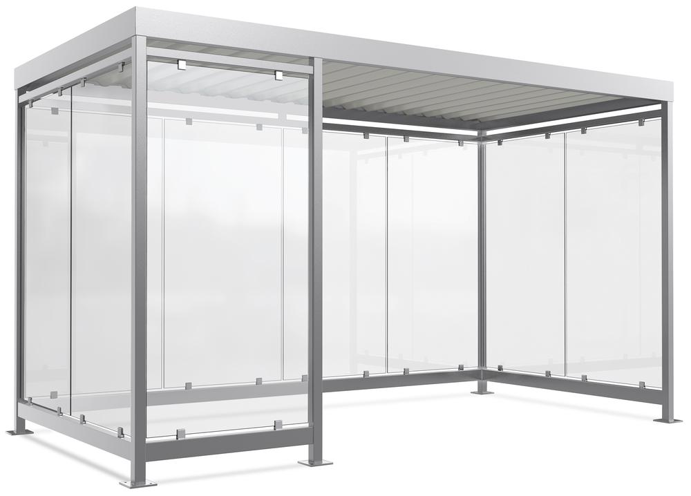 Überdachungsystem Köln, Ausführung 5 | Weißaluminium RAL 9006 | fertig montiert