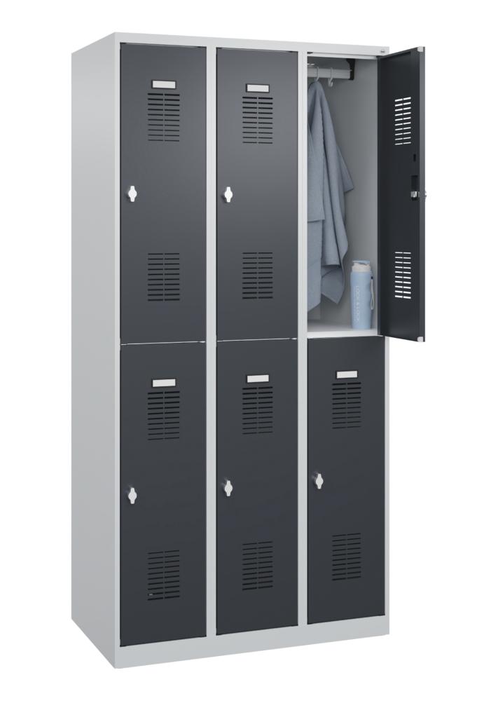 Doppelstöckiger Garderobenspind Basic Plus | Anthrazitgrau RAL 7016 | Drehriegelverschluss | 6