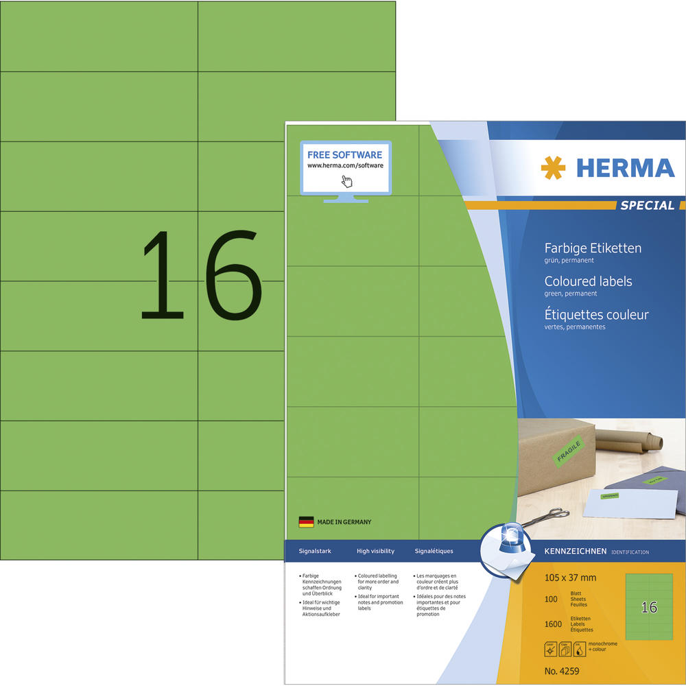 HERMA Etikett SPECIAL 4259 105x37mm grün 1.600