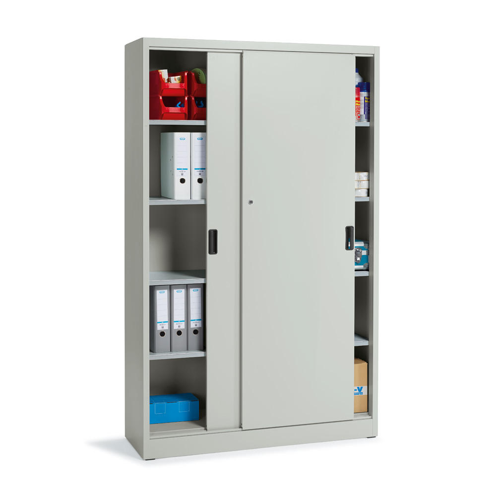 Material-Schiebetürenschrank DELTA | Lichtgrau RAL 7035 | 1200