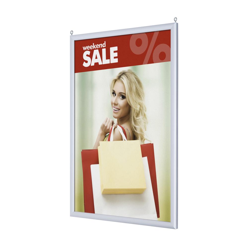 Plakatrahmen doppelseitig, zur Deckenbefestigung