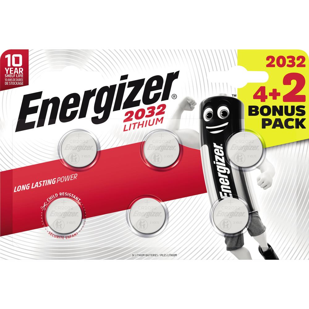 Energizer Knopfzelle 2032 Lithium E302275000 4+2