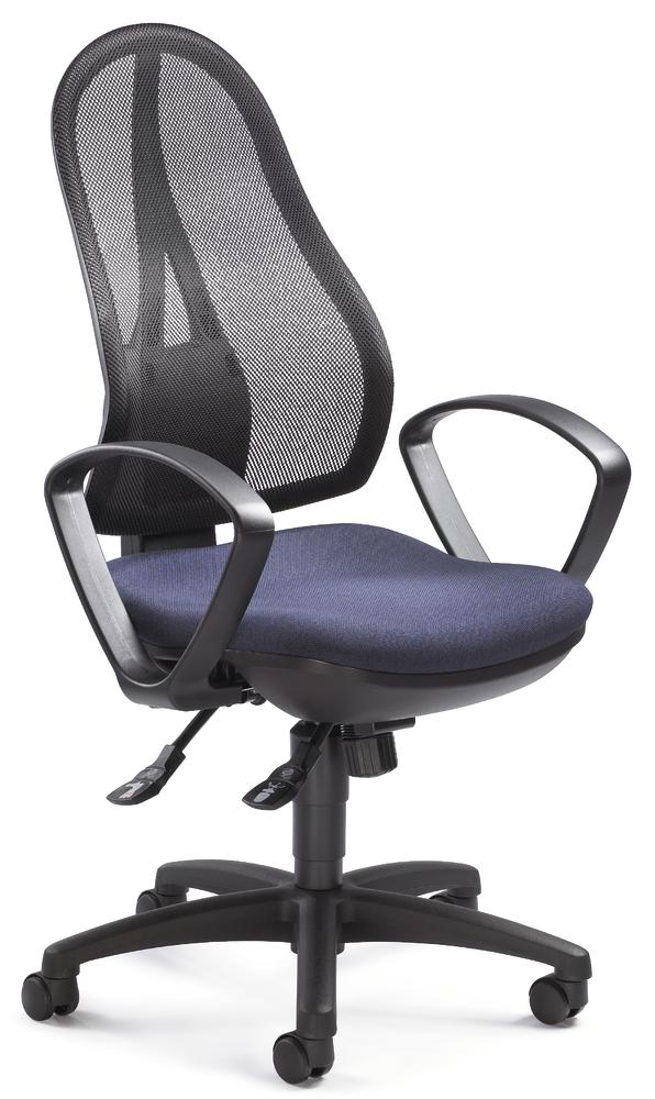 Bürostuhl COMFORT NET mit Armlehnen | Schwarz/Dunkelblau | Schwarz | feste Armlehnen | Synchron-Mechanik