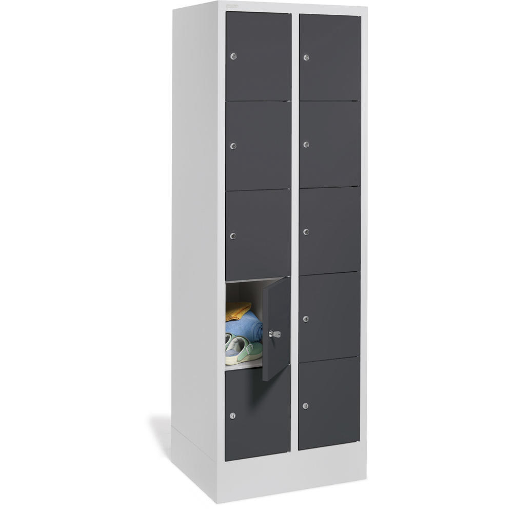 Schließfachschrank CLASSIC mit glatten Türen | Anthrazitgrau RAL 7016 | 300 | 2 | 10