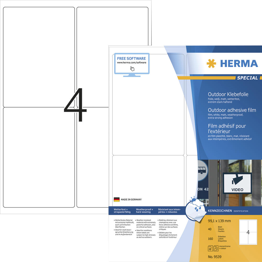 HERMA Etikett Outdoor 9539 99,1x139mm weiß 160