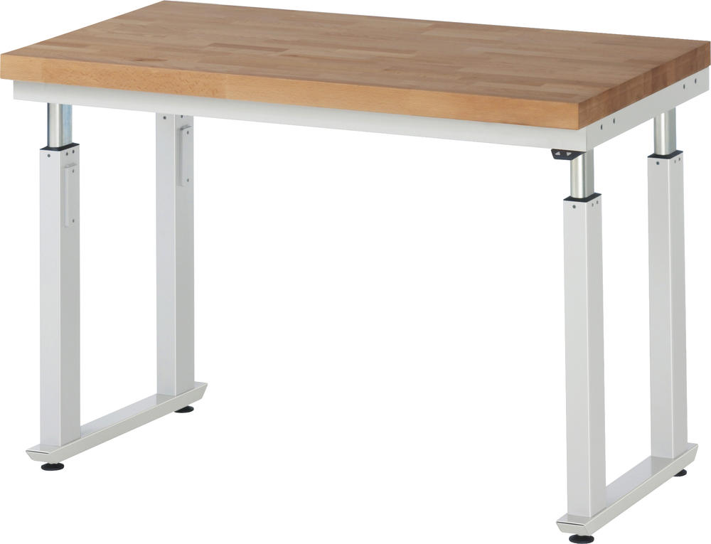 Werkbank SERIE E6 - Flächenlast bis zu 600 kg | 1250 | 700 | Buche-Massiv-Arbeitsplatte | 600