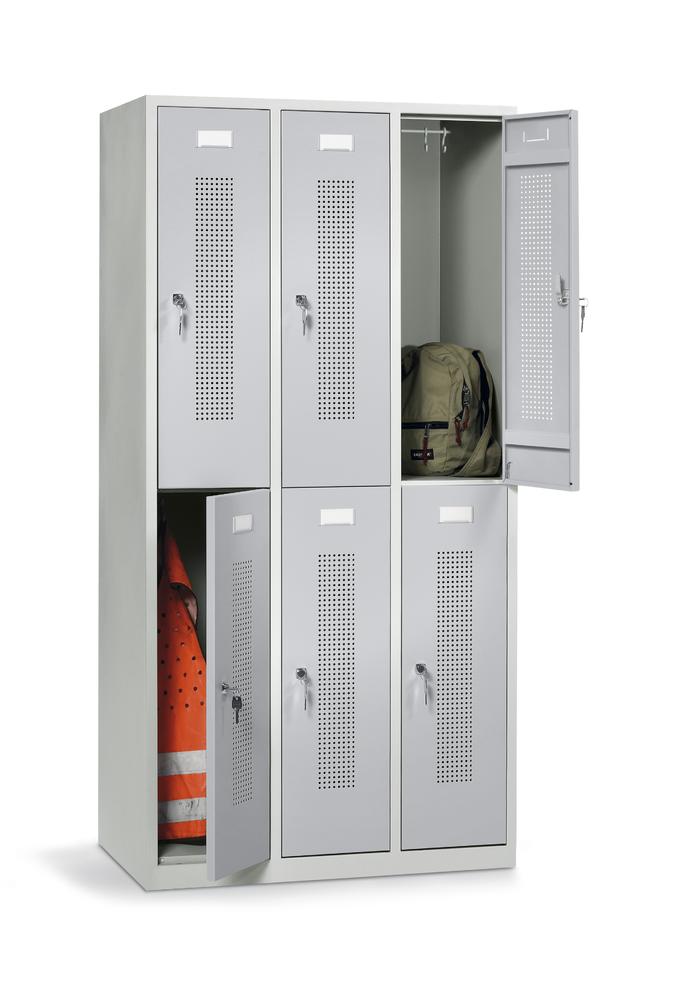Doppelstöckiger Spind SYSTEM SP1 bodenstehend | Alusilber RAL 9006 | Bodenstehend | Zylinderschloss