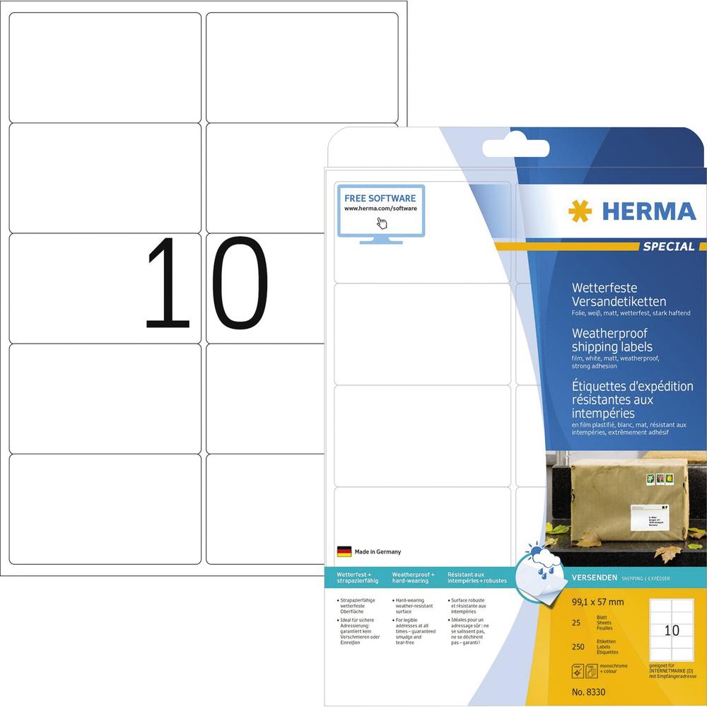 HERMA Folienetikett 8330 99,1x57mm weiß 250