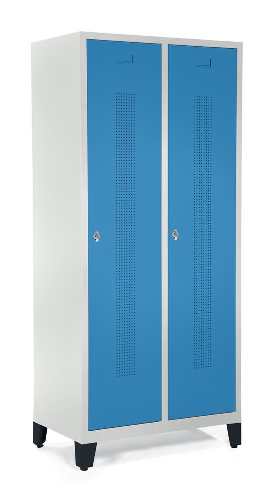 Garderobenspinde SYSTEM SP1 mit Füßen | Lichtblau RAL 5012 | mit Füßen | 400 | Drehriegelverschluss