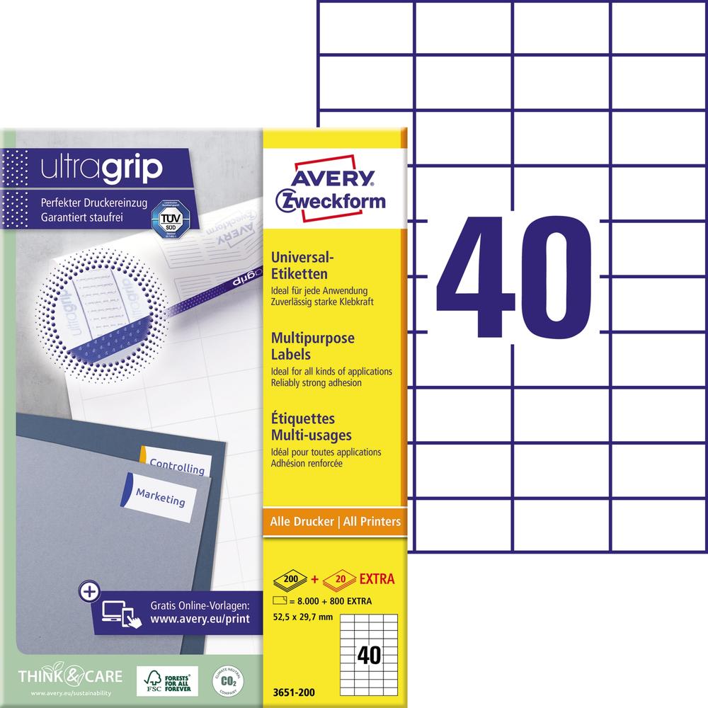 Avery Zweckform Etikett 3651-200 52,5x29,7mm weiß