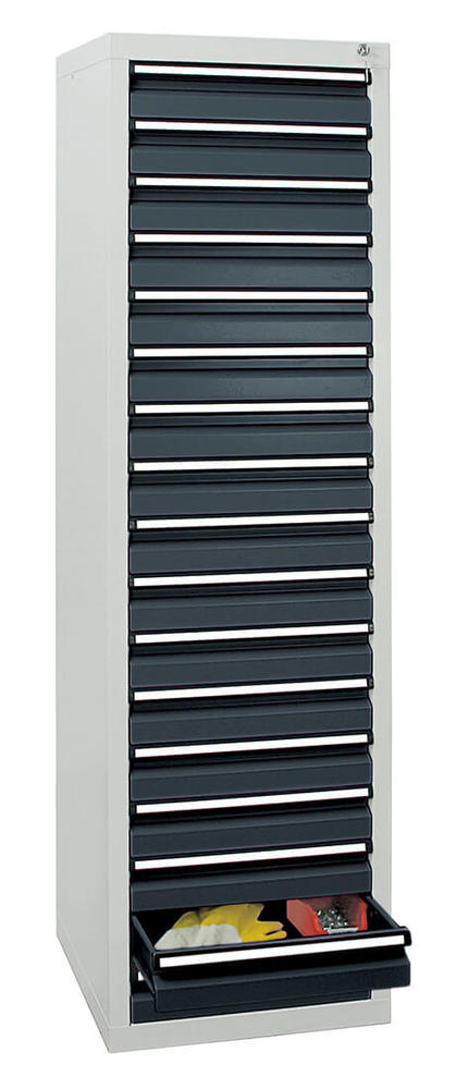 Schubladenschrank SYSTEM DTS 410, 17 Schubladen | Anthrazitgrau RAL 7016 | 1800 | 500 | 17 Schübe