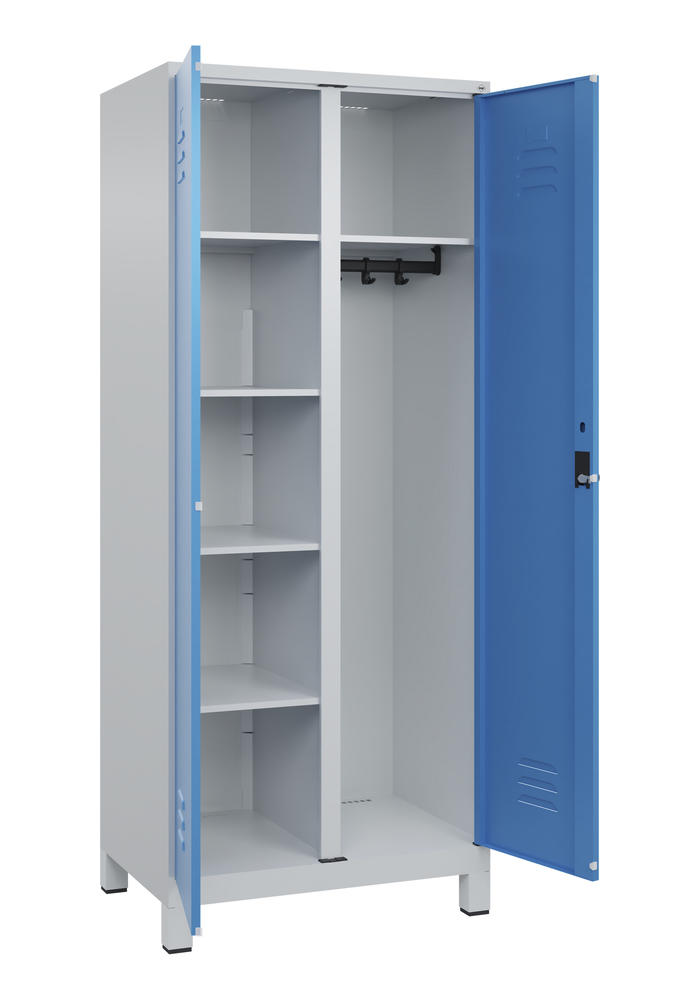 Kleider- u. Wäscheschrank, mit Füßen | Lichtblau RAL 5012 | mit Füßen | Lichtgrau RAL 7035 | 400
