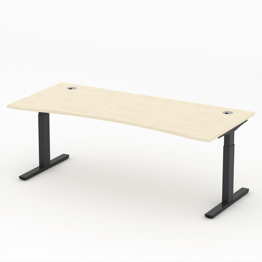 Schreibtisch Cockpit T-Fuß PROFI MODUL | Ahorndekor | 1800 | Schwarz