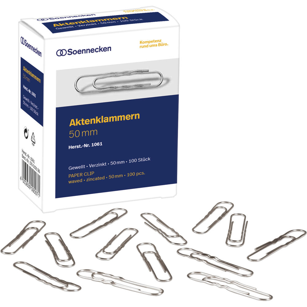 Soennecken Aktenklammer 1061 50mm gewellt verzinkt