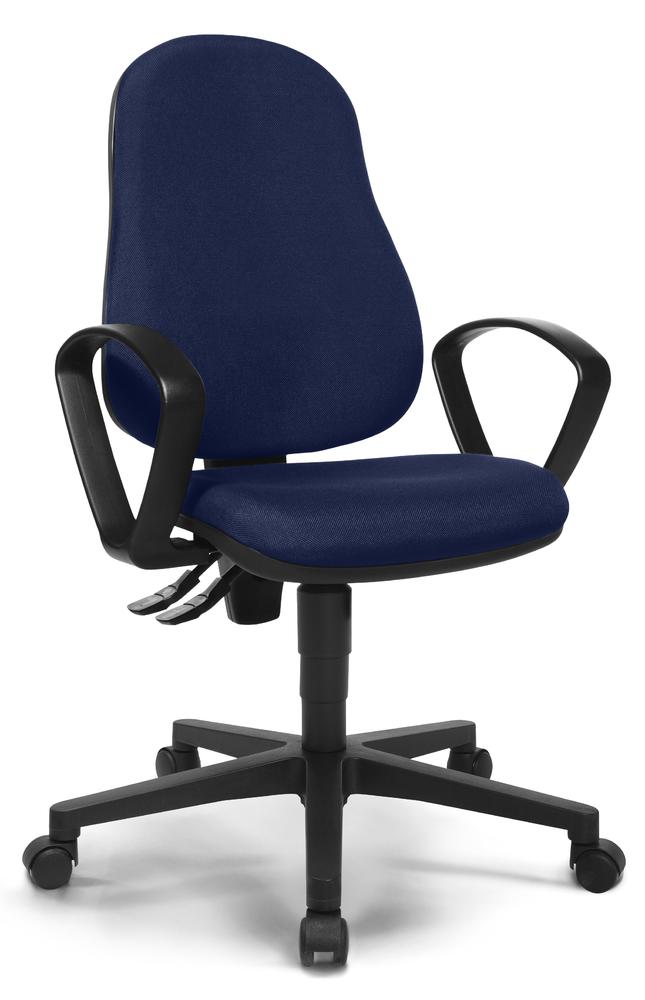 Bürostuhl COMFORT P mit Armlehnen | Blau | Schwarz | feste Armlehnen
