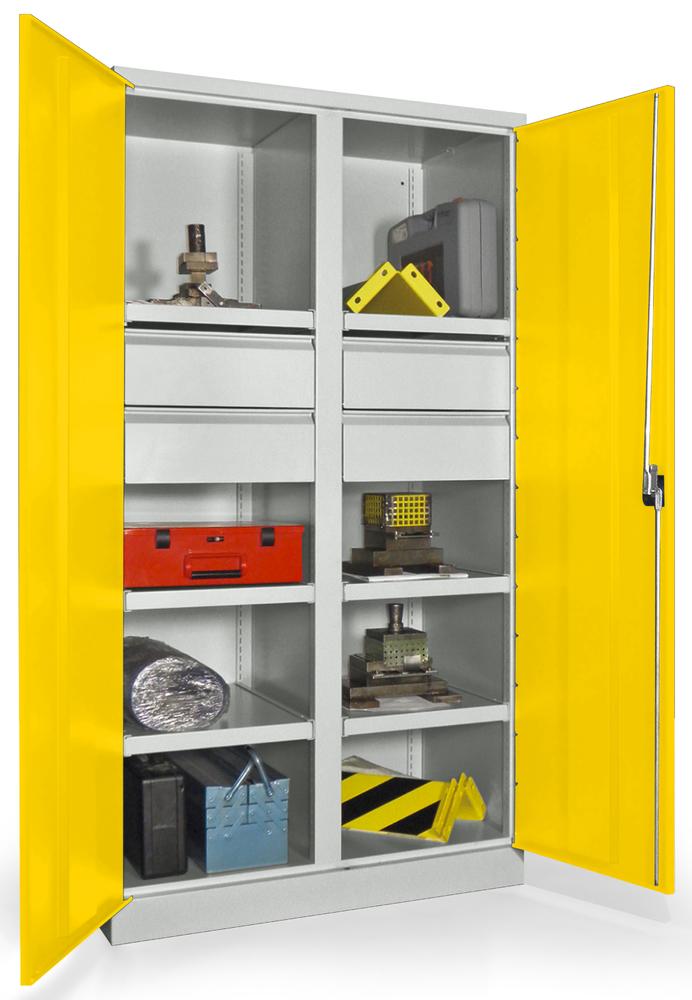 Schwerlastschrank mit Mitteltrennwand | Zinkgelb RAL 1018 | 1040 | 4 Schubladen H175 mm
