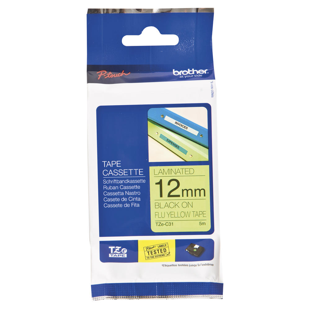 P-touch Schriftbandkassette TZEC31 12mmx5m sw auf