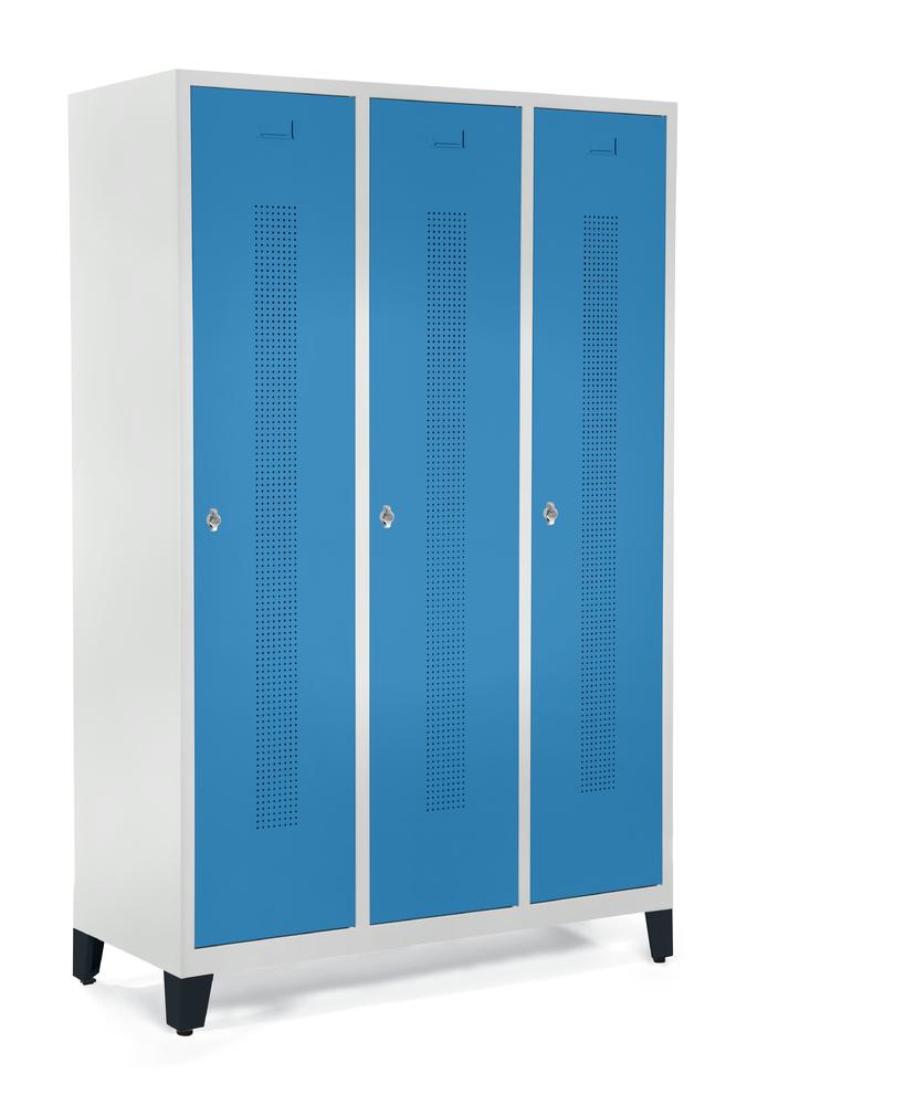 Garderobenspinde SYSTEM SP1 mit Füßen | Lichtblau RAL 5012 | mit Füßen | 400 | Drehriegelverschluss