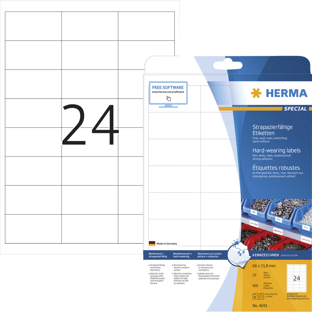 HERMA Etikett Special 4691 66x33,8mm weiß 600