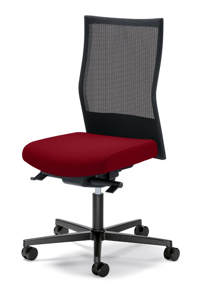Bürostuhl winSIT NET ohne Armlehnen | Schwarz/Rot | Sitzneigeverstellung-Automatik, Sitztiefenverstellung, Synchronmechanik | Schwarz