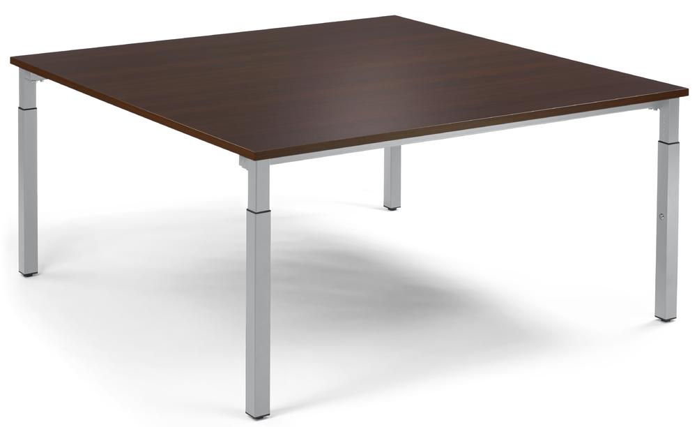 Konferenztisch System MODUL | Nussdekor dunkel | 1600 | 1600 | Alusilber RAL 9006