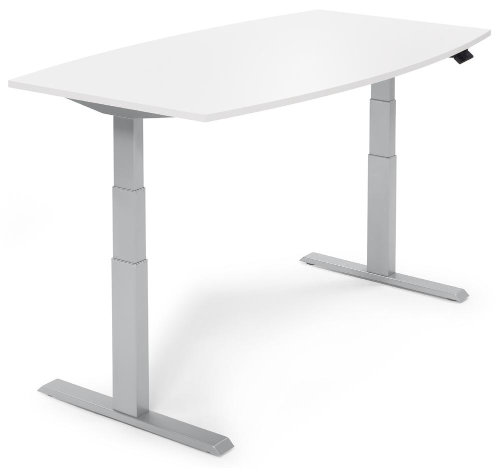 Sitz-/ Stehbesprechungstisch, höhenverstellbar | Weiß | 2000 | Alusilber | 640-1300