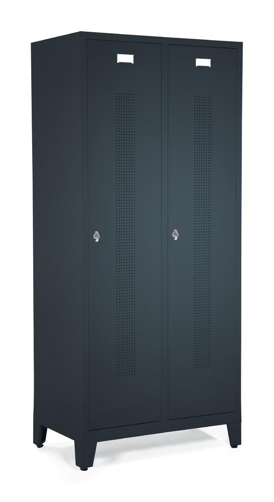 Garderobenspinde SYSTEM SP1 mit Füßen | Anthrazit RAL 7021 | mit Füßen | 400 | Drehriegelverschluss