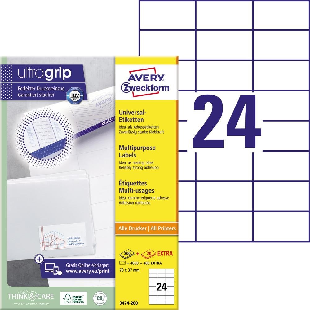 Avery Zweckform Etikett 3475-200 70x36mm weiß