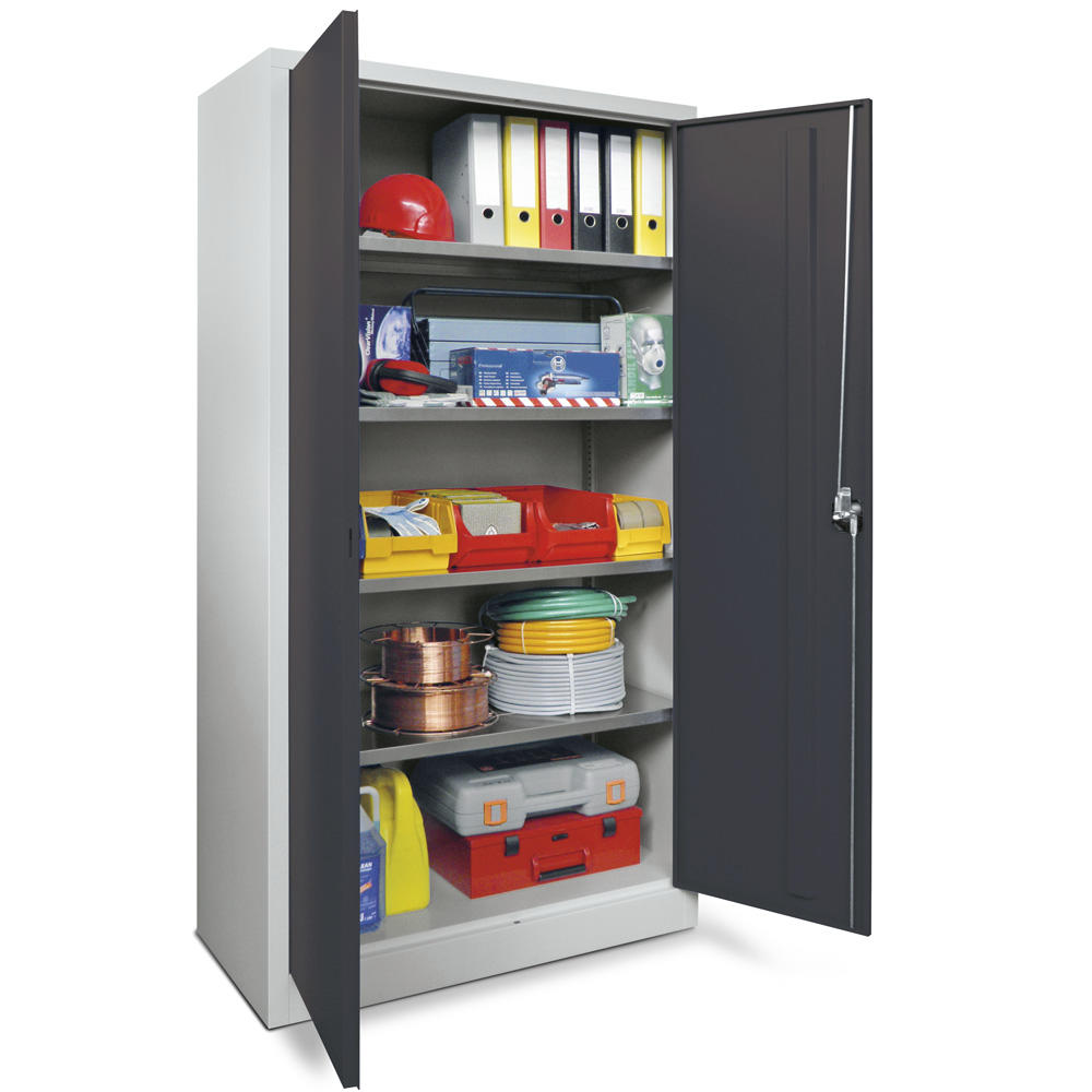 Material-Stahlschrank | Anthrazitgrau RAL 7016 | 1000 | 600 | Lichtgrau RAL 7035