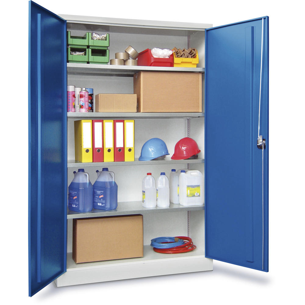 Material-Stahlschrank | Enzianblau RAL 5010 | 1200 | 500 | Lichtgrau RAL 7035