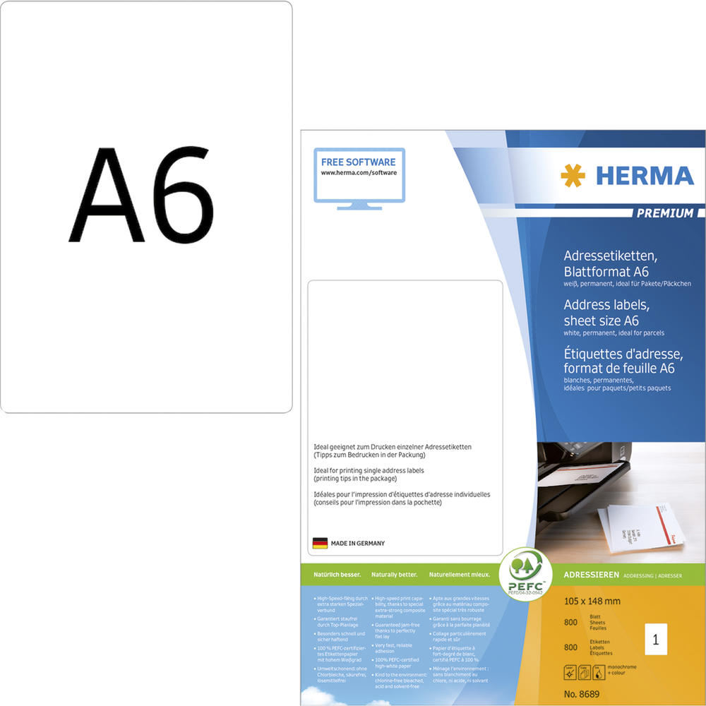HERMA Adressetikett PREMIUM 8689 105x148mm weiß