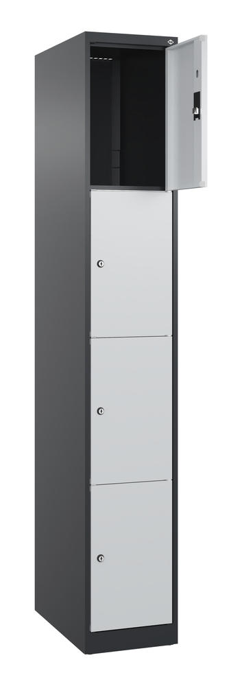 Schließfachschrank CLASSIC PLUS, bodenstehend | Lichtgrau RAL 7035 | Bodenstehend | Schwarzgrau RAL 7021 | 300 | 1 | 4