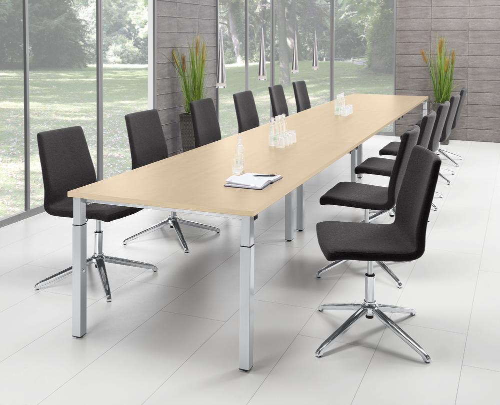 Konferenztisch System MODUL | Ahorndekor | 6000 | 1000 | Alusilber RAL 9006