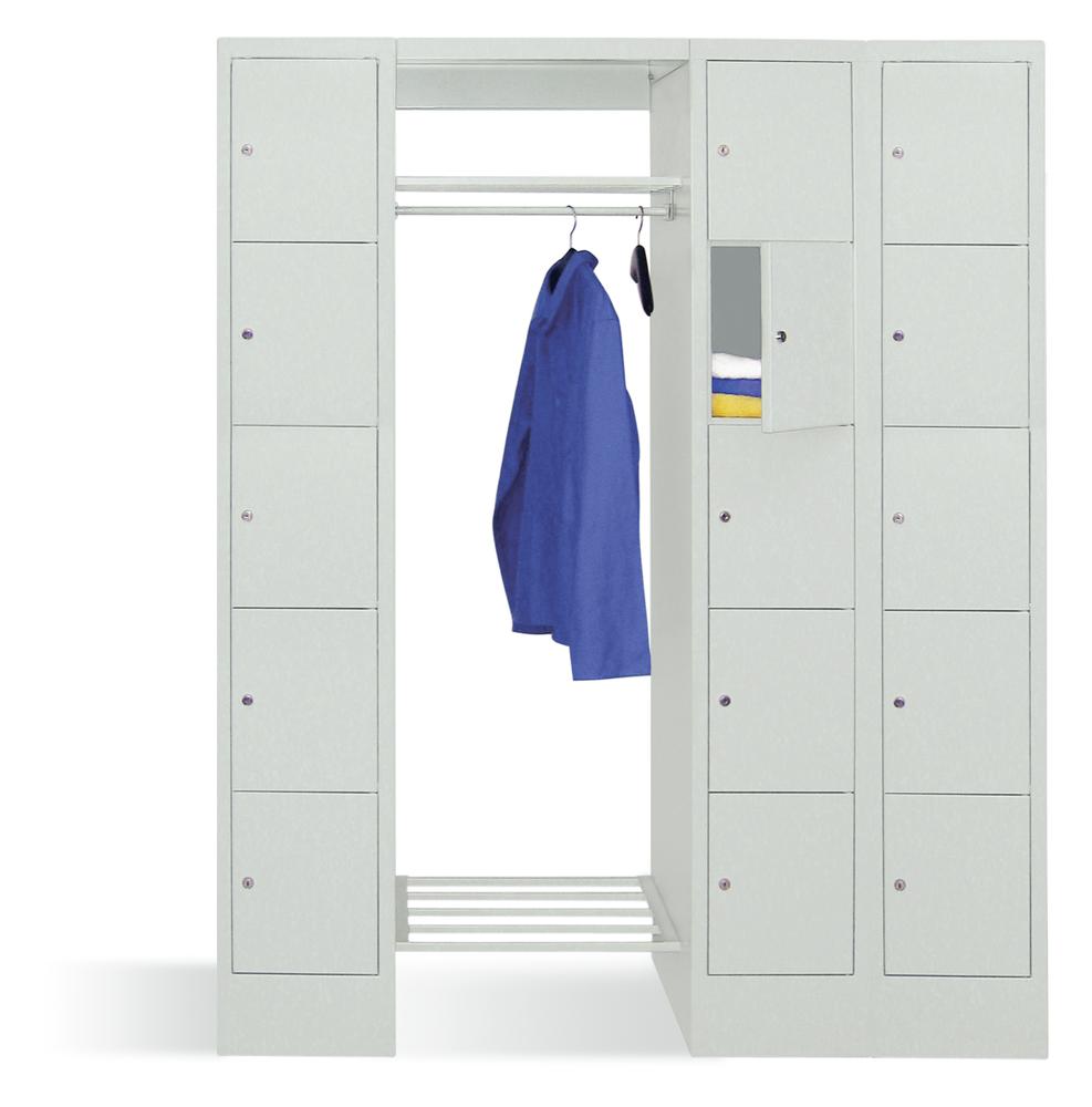 Garderobe mit Schließfachschränken BASIC | Lichtgrau RAL 7035 | 300 | 2 | 15