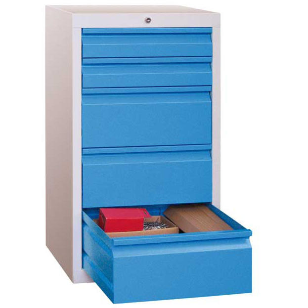 Schubladenschrank SB 100 | Lichtblau RAL 5012 | 500 | 5 Schübe