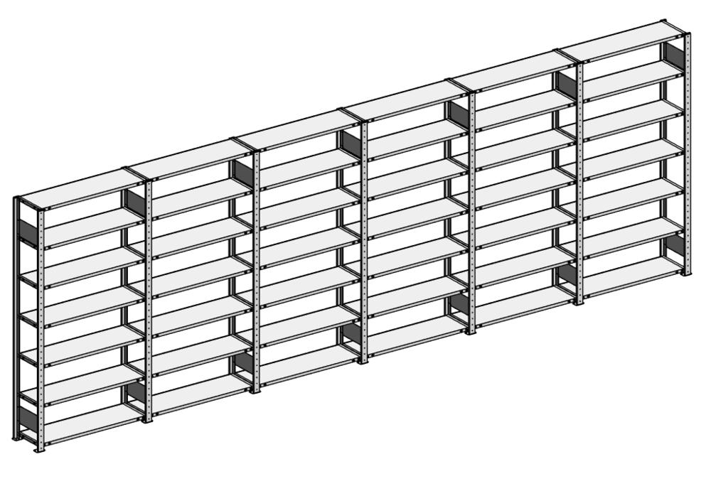 Steckregal ST 3000 - Komplettangebot | Sechserregal, Breite 6090 mm | 150 | 300